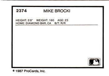 1987 ProCards #2374 Mike Brocki Back