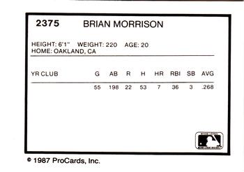 1987 ProCards #2375 Brian Morrison Back