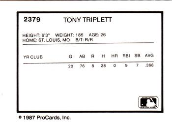 1987 ProCards #2379 Tony Triplett Back