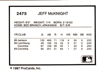 1987 ProCards #2475 Jeff McKnight Back