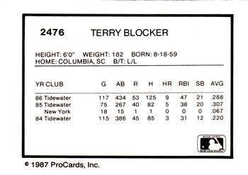 1987 ProCards #2476 Terry Blocker Back