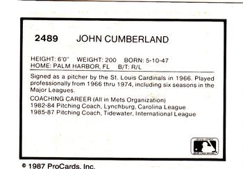 1987 ProCards #2489 John Cumberland Back