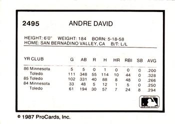 1987 ProCards #2495 Andre David Back