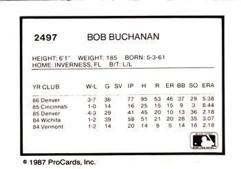 1987 ProCards #2497 Bob Buchanan Back