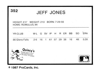 1987 ProCards #352 Jeff Jones Back