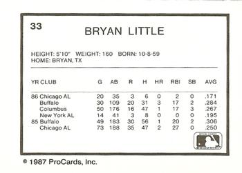 1987 ProCards #33 Bryan Little Back