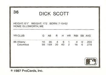 1987 ProCards #36 Dick Scott Back