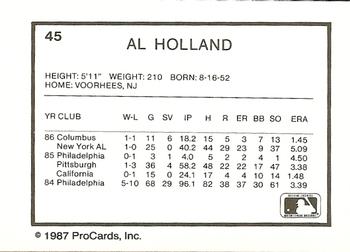 1987 ProCards #45 Al Holland Back