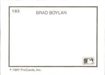 1987 ProCards #183 Brad Boylan Back