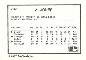 1987 ProCards #237 Al Jones Back