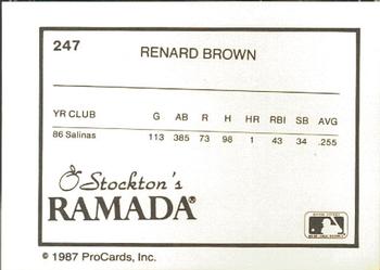 1987 ProCards #247 Renard Brown Back