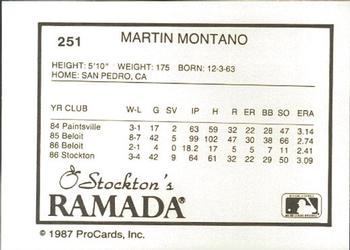 1987 ProCards #251 Martin Montano Back