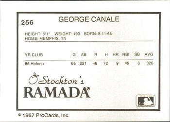 1987 ProCards #256 George Canale Back
