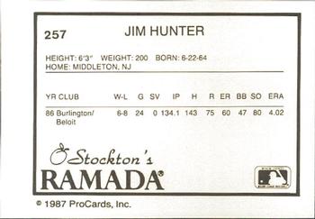 1987 ProCards #257 Jim Hunter Back