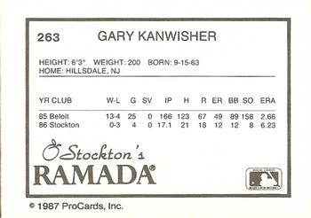 1987 ProCards #263 Gary Kanwisher Back