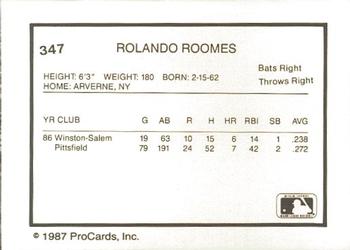 1987 ProCards #347 Rolando Roomes Back