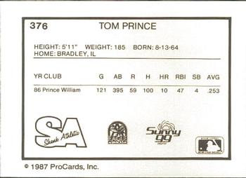 1987 ProCards #376 Tom Prince Back
