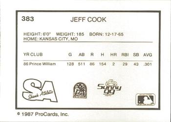1987 ProCards #383 Jeff Cook Back