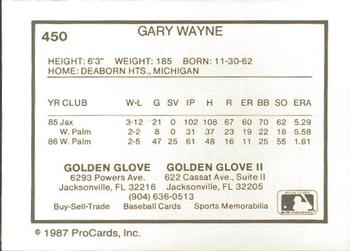 1987 ProCards #450 Gary Wayne Back