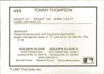 1987 ProCards #453 Tommy Thompson Back