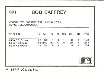 1987 ProCards #661 Bob Caffrey Back