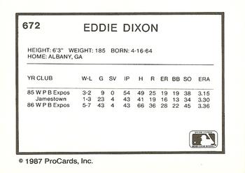 1987 ProCards #672 Eddie Dixon Back