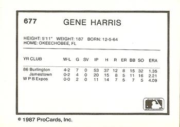 1987 ProCards #677 Gene Harris Back