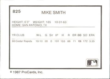 1987 ProCards #825 Mike Smith Back