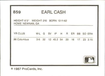 1987 ProCards #859 Earl Cash Back