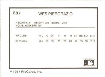 1987 ProCards #887 Wes Pierorazio Back