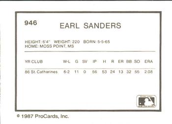 1987 ProCards #946 Earl Sanders Back