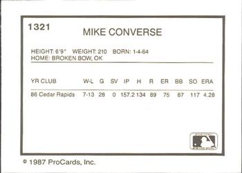 1987 ProCards #1321 Mike Converse Back