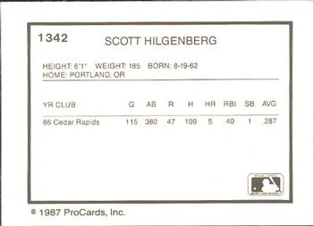 1987 ProCards #1342 Scott Hilgenberg Back