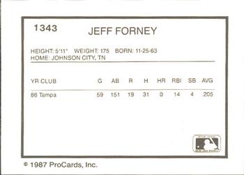 1987 ProCards #1343 Jeff Forney Back