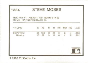 1987 ProCards #1384 Steve Moses Back