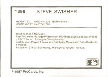 1987 ProCards #1396 Steve Swisher Back