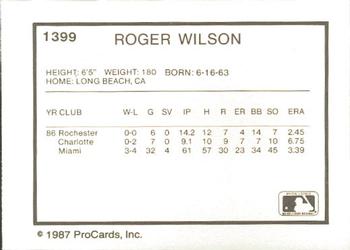1987 ProCards #1399 Roger Wilson Back