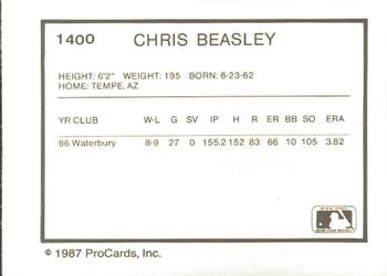 1987 ProCards #1400 Chris Beasley Back