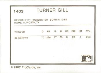 1987 ProCards #1403 Turner Gill Back