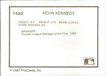 1987 ProCards #1420 Kevin Kennedy Back