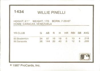 1987 ProCards #1434 Willie Pinelli Back