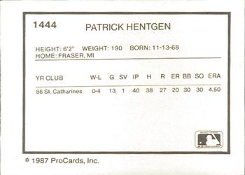 1987 ProCards #1444 Pat Hentgen Back
