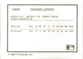 1987 ProCards #1447 Dennis Jones Back