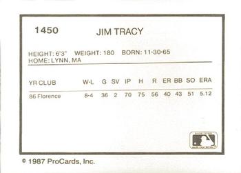 1987 ProCards #1450 Jim Tracy Back