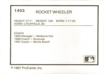 1987 ProCards #1453 Rocket Wheeler Back