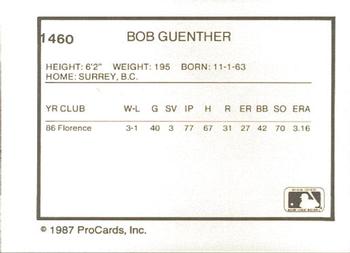 1987 ProCards #1460 Bob Guenther Back