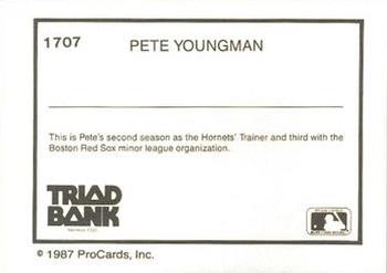 1987 ProCards #1707 Pete Youngman Back