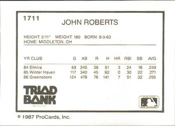 1987 ProCards #1711 John Roberts Back