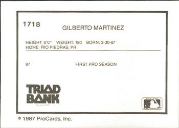 1987 ProCards #1718 Gilberto Martinez Back