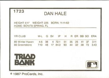 1987 ProCards #1723 Dan Hale Back